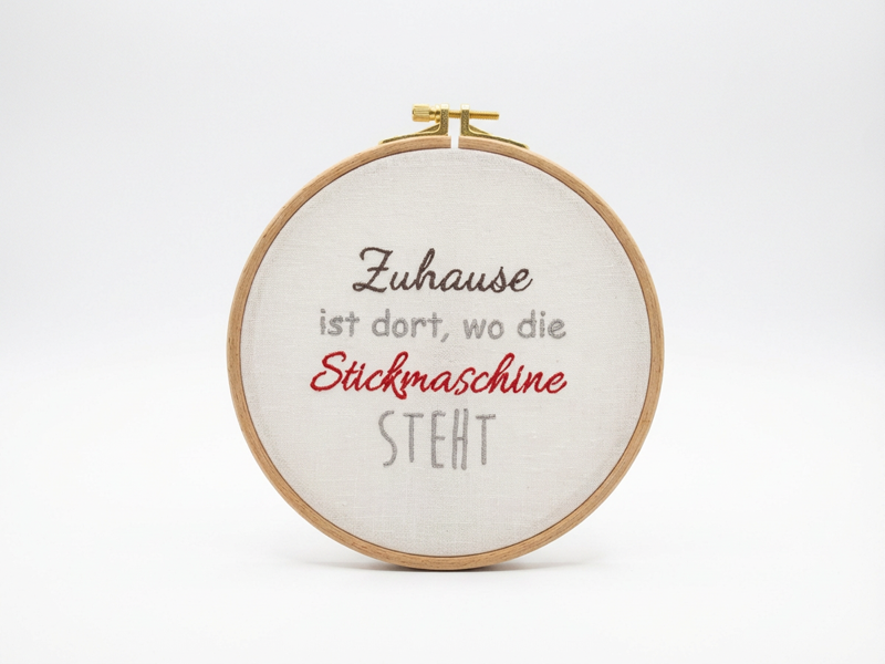 Preview: Zuhause ist dort wo die Stickmaschine steht Spruch - Stickdatei